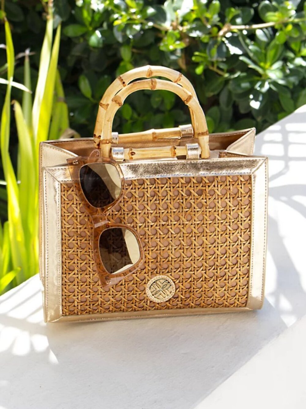 Lilly Pulitzer Liza Cane Top Handle Bag - Picture 1 of 8